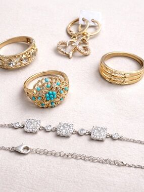 Jewelry Bundle Mix | Rings Sz 8–9, CZ Bracelet & Huggie Heart Hoops NEW #598